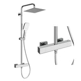 Garvee Duschsystem con Termostato Sicuro e Regolabile, XXL Regendusche in Acciaio Inox 304, 5 Tipi di Getto, Duschstangen Regolabile, PVC Duschschlauch, per Bagno Moderno, 25x25cm, Argento - Chrom Spiegel