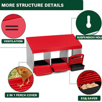 Nido per polli Garvee, in metallo, 3 scomparti, design estraibile, per pollaio, resistente, ventilato, facile da pulire