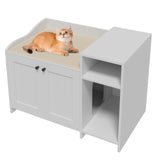 Garvee Mobile per Lettiera Gatto in Legno, Doppia Porta, Design Moderno, Spazio Privato, 86x50x61.5 cm, Interni - White