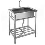 Lavello multiuso in acciaio inox Garvee da 71.12 cm con vasca singola, bocca girevole a 360°, vano portaoggetti per cucina e giardino, robusto e antiruggine, argento - Argento