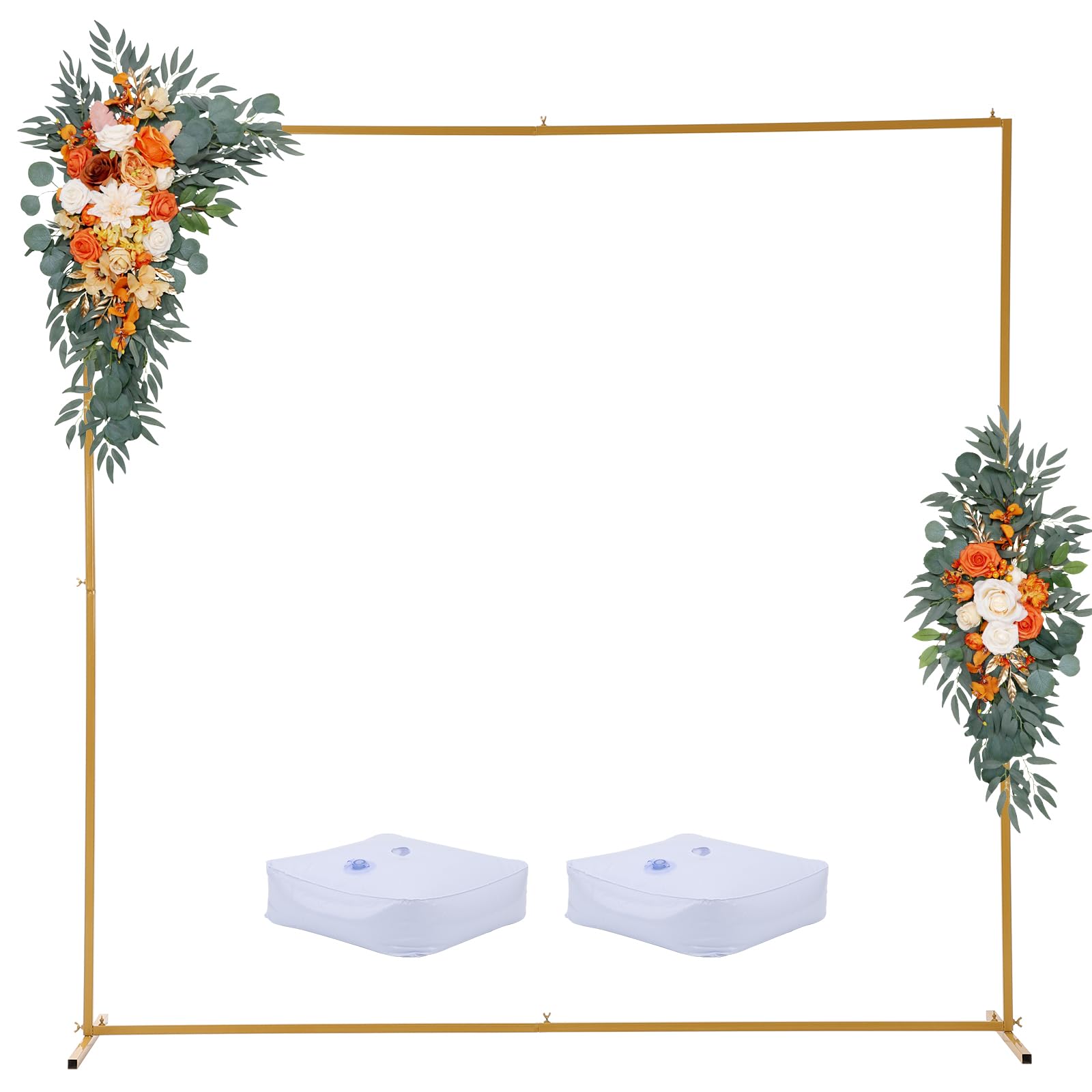 Garvee 8x8 FT Supporto per fondale quadrato per matrimonio in metallo dorato, stabile e resistente alla corrosione per feste e cerimonie