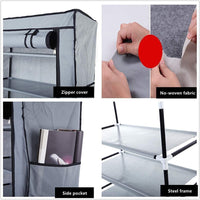 Scarpiera Garvee, 10 ripiani, scarpiera con cerniera e copertura antipolvere, per scarpe, 30 x 60 x 160 cm, marrone