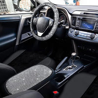 Garvee - Set di 15 coprisedili auto scintillanti per donna con coprivolante in cristallo, vellutati e traspiranti, universali, con console centrale, per uso quotidiano ed eventi