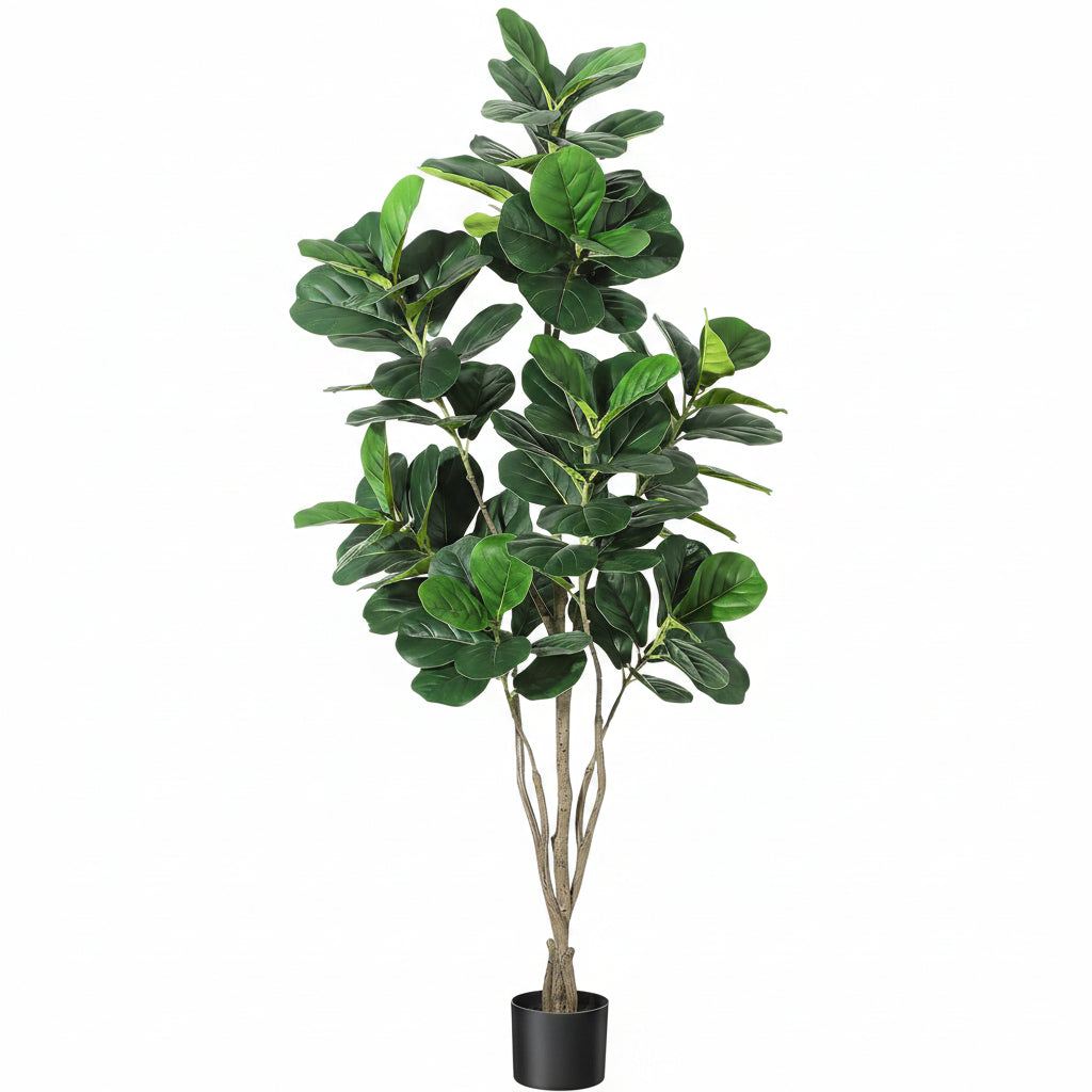 Albero di fico artificiale Garvee da 6 piedi con vaso nero per decorazioni interne/esterne, facile da pulire, resistente alle intemperie, consistenza realistica