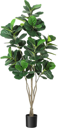 Albero di fico artificiale Garvee da 6 piedi con vaso nero per decorazioni interne/esterne, facile da pulire, resistente alle intemperie, consistenza realistica