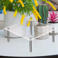 Garvee Supporto Acrilico Quadrato per Torte e Dolci Trasparente con Gambe Metalliche Robusto Espositore Professionale per Cupcake per Feste e Matrimoni