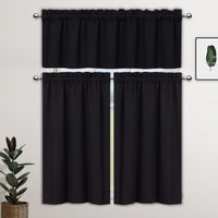 Tende oscuranti GARVEE per bagni, 2 pannelli, oscuranti, tessuto nero, 26x24 pollici, lunghezza corta, ideali per piccole finestre, cucine, camper