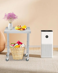 Tavolo da lavoro in acciaio inossidabile Garvee da 18x24 pollici con ruote, uso mobile, design robusto, acciaio antiruggine, cucina commerciale, versatile