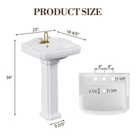 Lavabo rettangolare in ceramica Garvee da 23x19 pollici con rubinetto a 3 fori e troppo pieno per bagno moderno in bianco