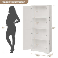 Mobile dispensa alto Garvee da 60" con 2 ante, ripiani regolabili, bianco, versatile per cucina e bagno