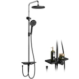 GARVEE Doccia a pioggia senza rubinetto con mensola, sistema doccia regolabile in acciaio inox, 25 cm nero + cromo - Cromo nero