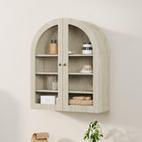 Garvee Armadio da Parete Arco Mobiletto Bagno con Ante Acriliche Ripiani Regolabili Legno Ingegnerizzato Oro per Cucina e Bagno 61x23.1x70.1 cm - Natural
