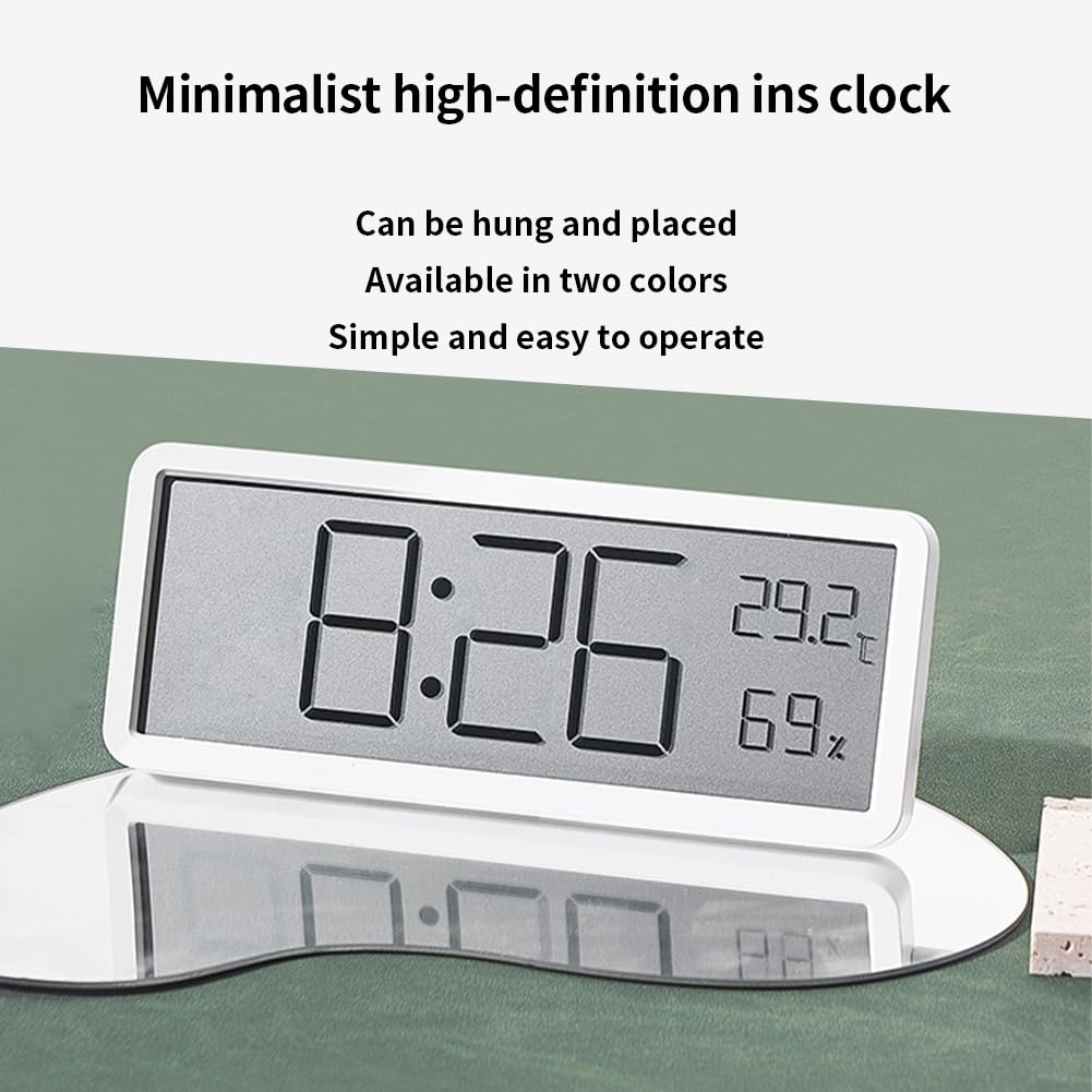 Garvee Orologio Digitale LED Silenzioso con Data, Temperatura e Umidità - Ricaricabile, Design Moderno in Plastica, USB/AAA, 12/24H - Per Camera da Letto e Ufficio