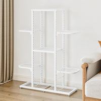 Scaffale per piante in metallo Garvee a 5 ripiani, impermeabile, piedini regolabili, salvaspazio, per soggiorno, balcone, giardino, nero