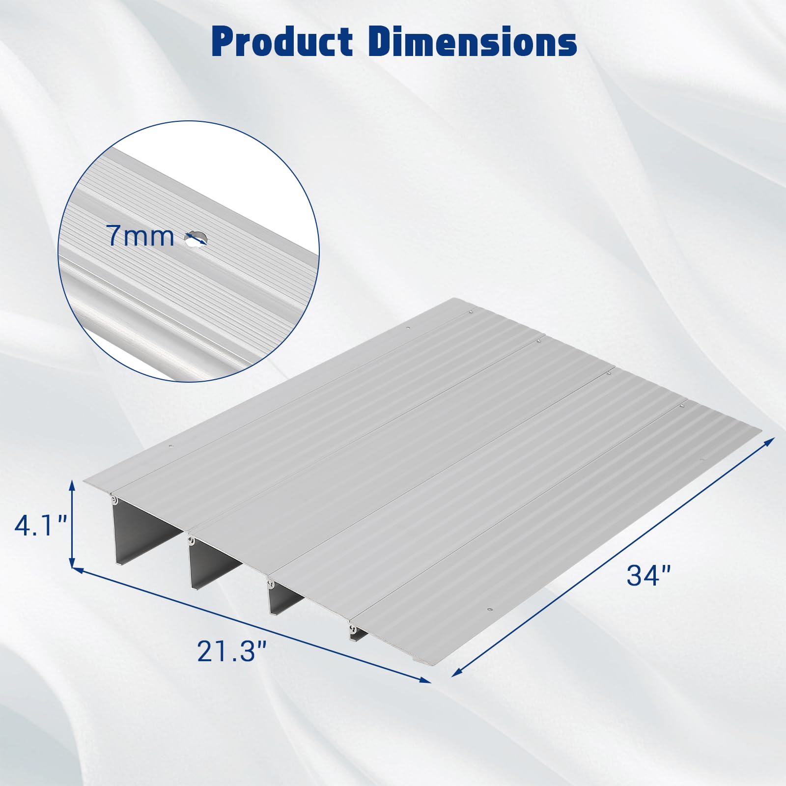 Rampa di soglia in alluminio Garvee – 34" L x 21,3" W x 4" H, capacità di carico di 700 libbre, rampa in 4 pezzi per sedie a rotelle, scooter e bici elettriche