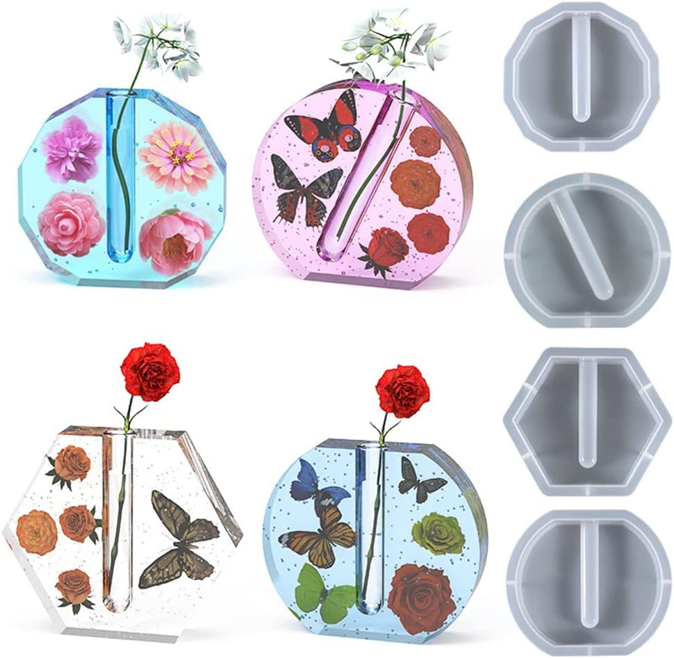 Garvee 8 Akrylowe Probówki do Kwiatów Hydroponika Siliconowa Forma z Żywicy Niebieskie Dekoracje Wazony Per il giardino e la casa