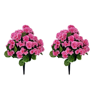Alberi artificiali Garvee di begonia lavanda da 23'', in materiale PE resistente ai raggi UV e alle intemperie, con picchetto per giardino e terrazza, colore verde