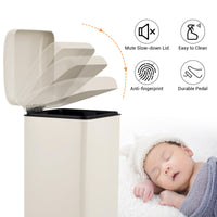 Pattumiera rettangolare Garvee da 8 gal/30 L in acciaio inox con coperchio a chiusura ammortizzata per cucina e sala da pranzo, anti-impronta, con secchio interno