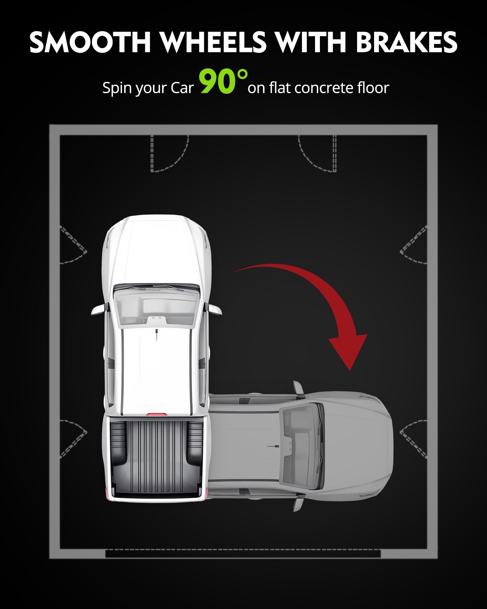 Set Carrelli Garvee per Ruote e Pneumatici 6000 lb - Ruote Girevoli 360° Antiscivolo Rosso 16"x13" - Ideale per Officina Garage Festa del Papà