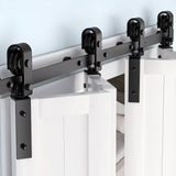 Set di ferramenta per porte scorrevoli a soffietto Garvee da 182.88 cm, capacità di carico di 181.44 kg, cuscinetti a sfera silenziosi, acciaio, salvaspazio, 4 porte, per uso residenziale e agricolo - rosso