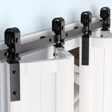 Set di ferramenta per porte scorrevoli a soffietto Garvee da 72", capacità di carico di 400 libbre, cuscinetti a sfera silenziosi, acciaio, salvaspazio, 4 porte, per uso residenziale e agricolo