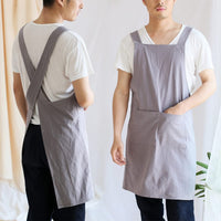 Garvee Küchenschürze Unisex Stile Giapponese Mit Großen Taschen, Schienale Incrociato Für Küche, Giardinaggio, Pittura, 72x90 cm, Grigio