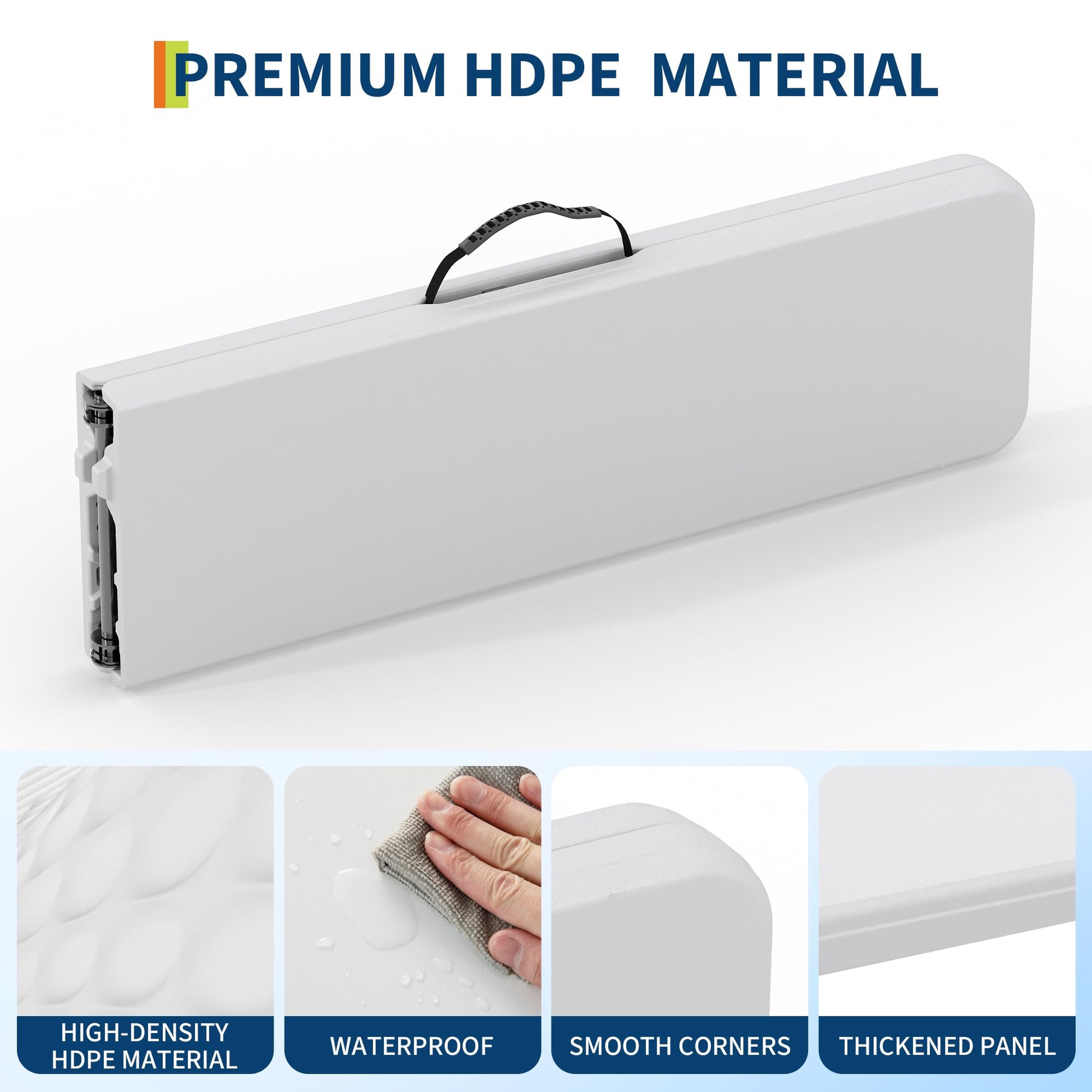 Panca pieghevole portatile Garvee da 6 piedi in plastica HDPE resistente alle intemperie, stabile e pieghevole con maniglia per picnic all'aperto, campeggio e sport