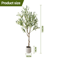 Albero di ulivo artificiale Garvee da 150 cm, vaso bianco, decorazione per interni, soggiorno, ufficio e giardino