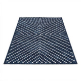 Garvee Tappeto A Pelo Corto Lavabile - Design Geometrico Moderno - Antiscivolo - Blu 120x170 Cm - Soggiorno E Camera Da Letto