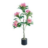 Garvee Albero Artificiale di Frangipani con Fusto Lungo, Fiori Rosa e Gialli, Vaso Bianco, per Matrimoni e Decorazioni Autunnali, 120cm - Schwarz