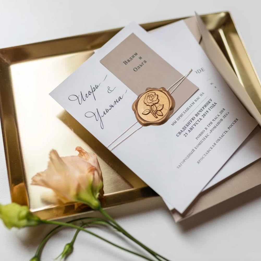 Garvee 100 Pezzi Adesivi Sigilli in Cera Autoadesivi Oro Rosa Incisa per Inviti Matrimonio Regali Feste 3cm Oro Rosa