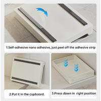 Cassetto telescopico Garvee, cassetto estensibile, organizer per mobili da cucina, 20 cm L x 43 cm P x 7 cm A, nero, senza fori o chiodi.