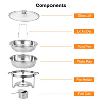 Garvee Chafing Dishes Buffet Set 5QT Acciaio Inox Coperchio in Vetro Controllo della Temperatura Catering Matrimonio Evento Piastra Riscaldante