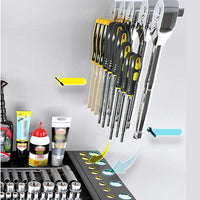 Organizzatore per utensili elettrici Garvee, metallo, 4 ripiani, montaggio a parete, resistente, robusto, antiruggine, garage, officina