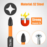 Garvee Set 12Pz Punte Cacciavite Impatto PH2 Magnetiche, Acciaio S2, Uso Professionale, 1/4" Esagono, Nero