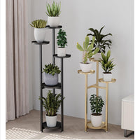 Garvee Plant Shelf Flower Stand con piedini antiscivolo, mensola quadrata in metallo multistrato per soggiorno e camera da letto, salvaspazio, nero