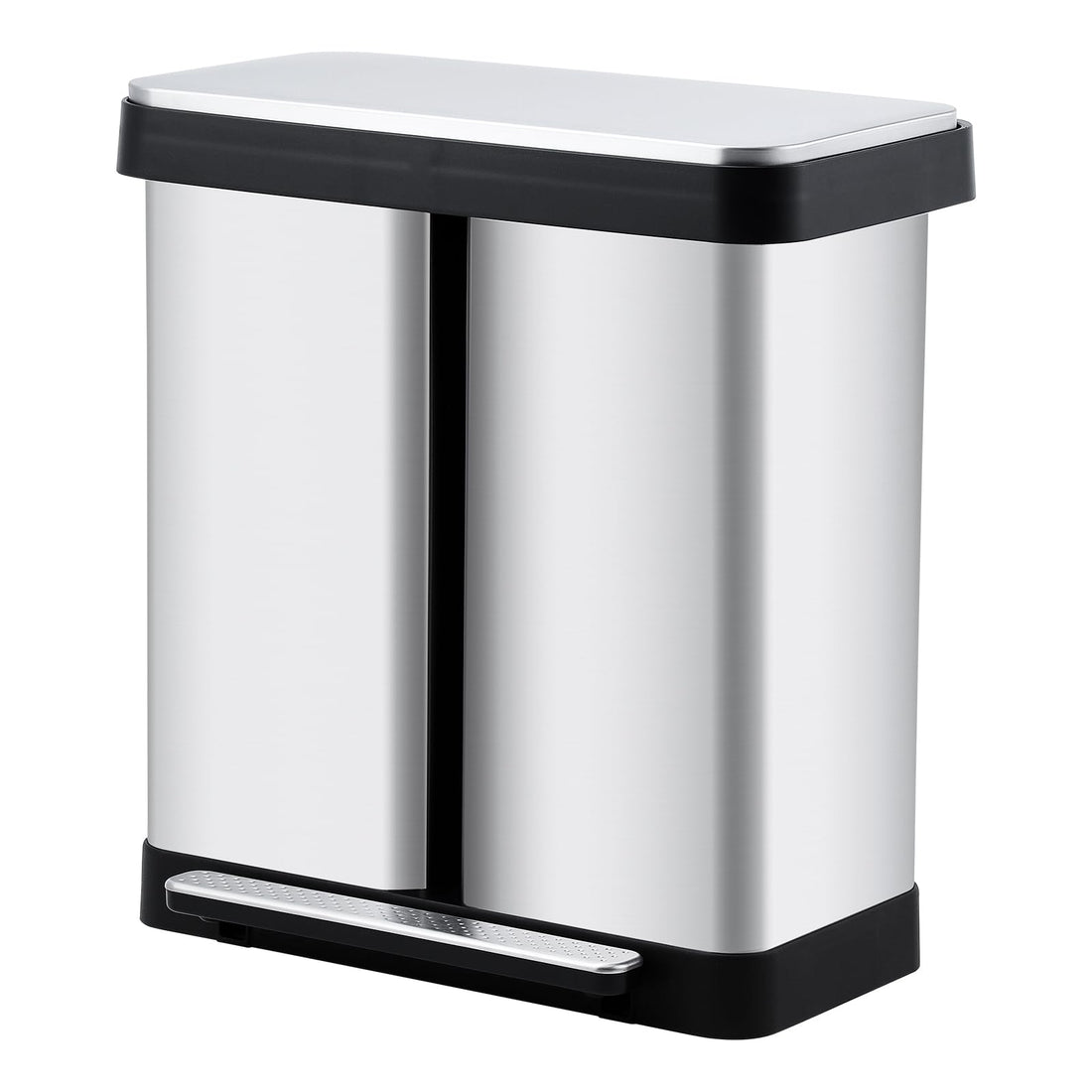 Pattumiera da cucina Garvee 2 x 36L Sistema di separazione dei rifiuti Pattumiera a pedale in acciaio inossidabile Doppio scomparto Senza contatto Basso rumore Argento