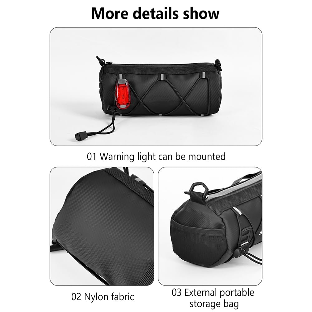 Borsa da manubrio per bicicletta Garvee nera multifunzionale impermeabile da 2,5 l per bici da strada e mountain bike