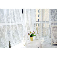 Tenda in pizzo floreale Garvee in voile jacquard semitrasparente per camera da letto e soggiorno, 145x150 cm, crema