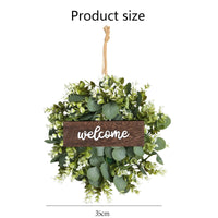 Garvee Corona Di Foglie Di Eucalipto Artificiale 35 Cm Verde Resistente Facile Da Pulire Per Porta D'ingresso Parete Veranda