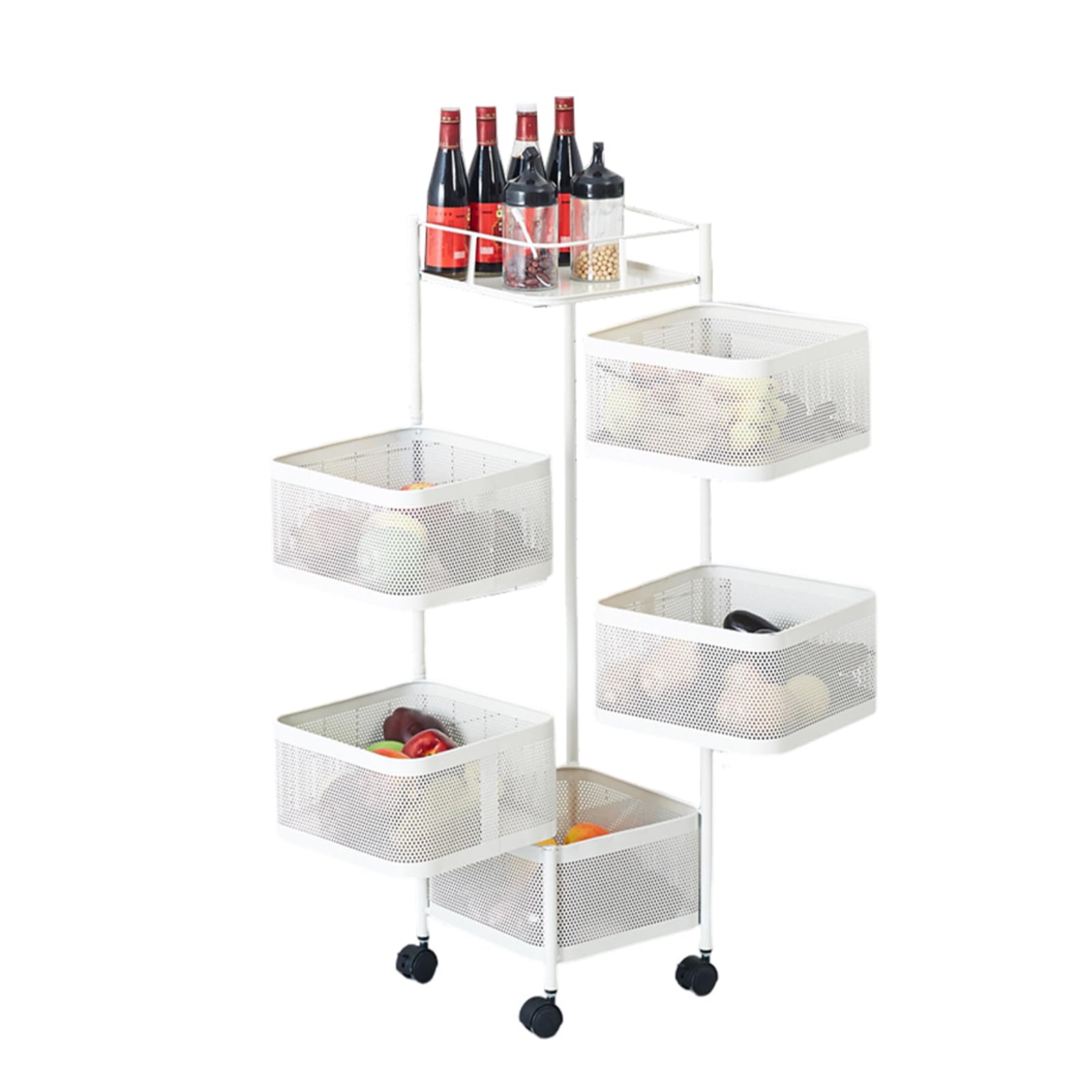 Carrello da cucina con ruote in metallo bianco a 4 ripiani Garvee, 78x28x28 cm, per soluzioni di stoccaggio ampliate in cucina, cantina e officina, facile da manovrare