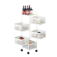 Carrello da cucina con ruote in metallo bianco a 4 ripiani Garvee, 78x28x28 cm, per soluzioni di stoccaggio ampliate in cucina, cantina e officina, facile da manovrare