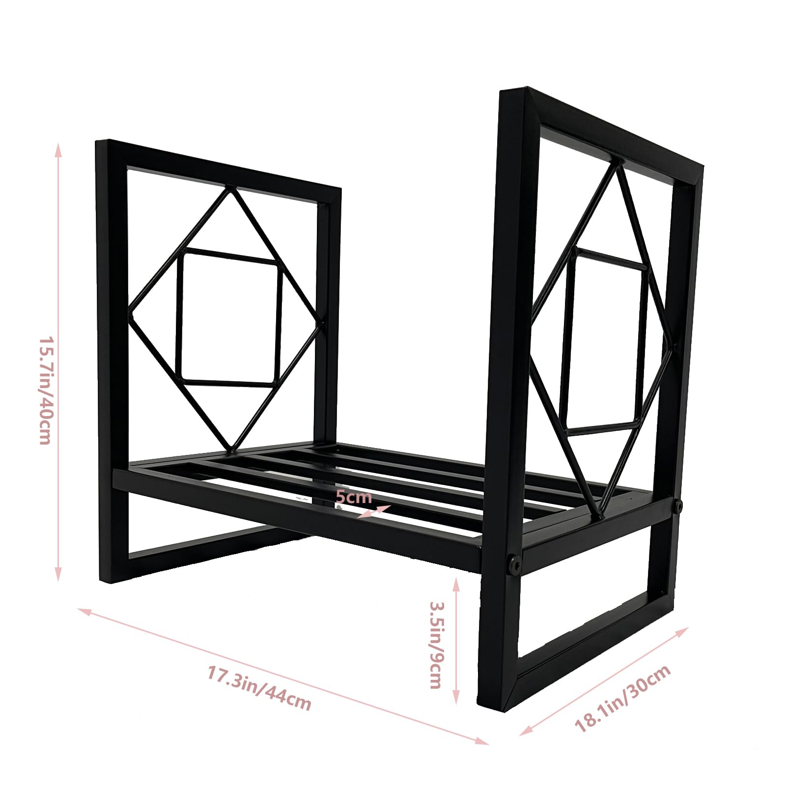 Garvee Portalegna in metallo piccolo, nero, compatto, per camino e patio, per interni ed esterni