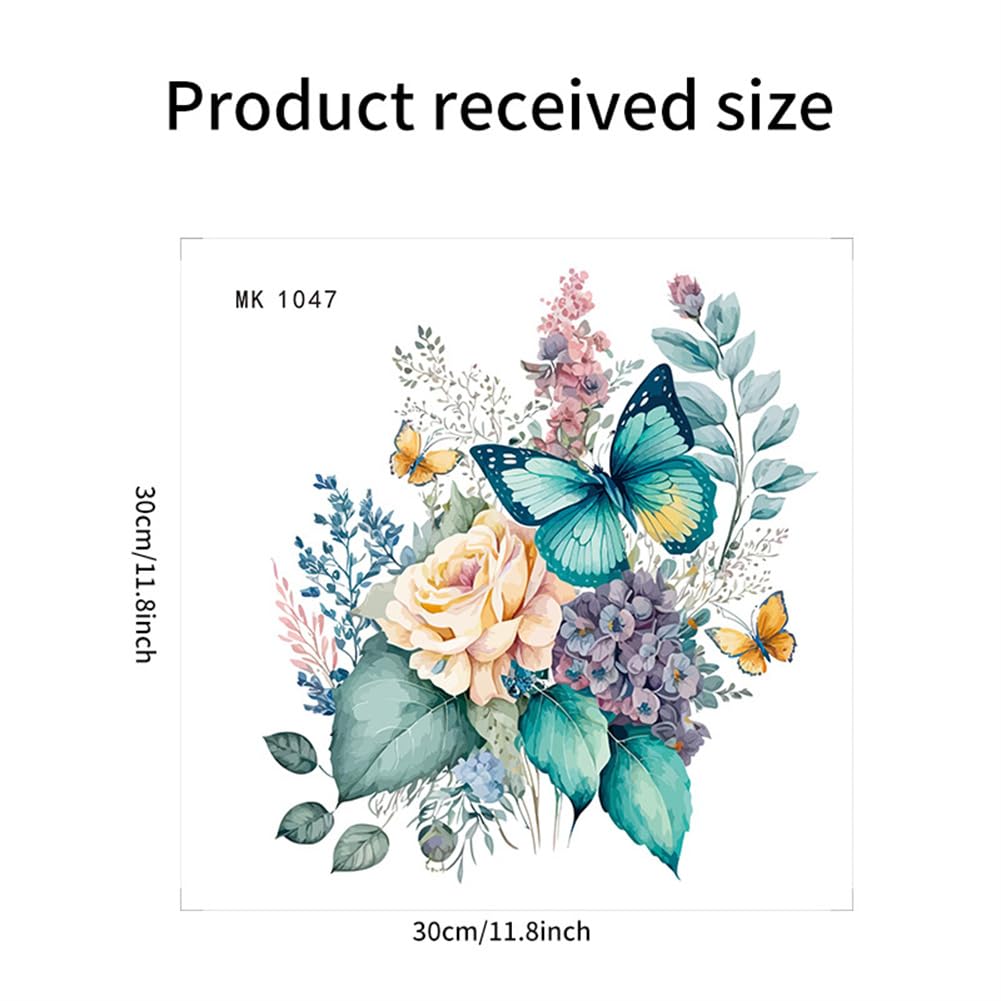 Garvee Sticker WC Autoadesivo PVC Farfalle e Fiori Decorazione Bagno 30x30 cm Impermeabile Rimovibile