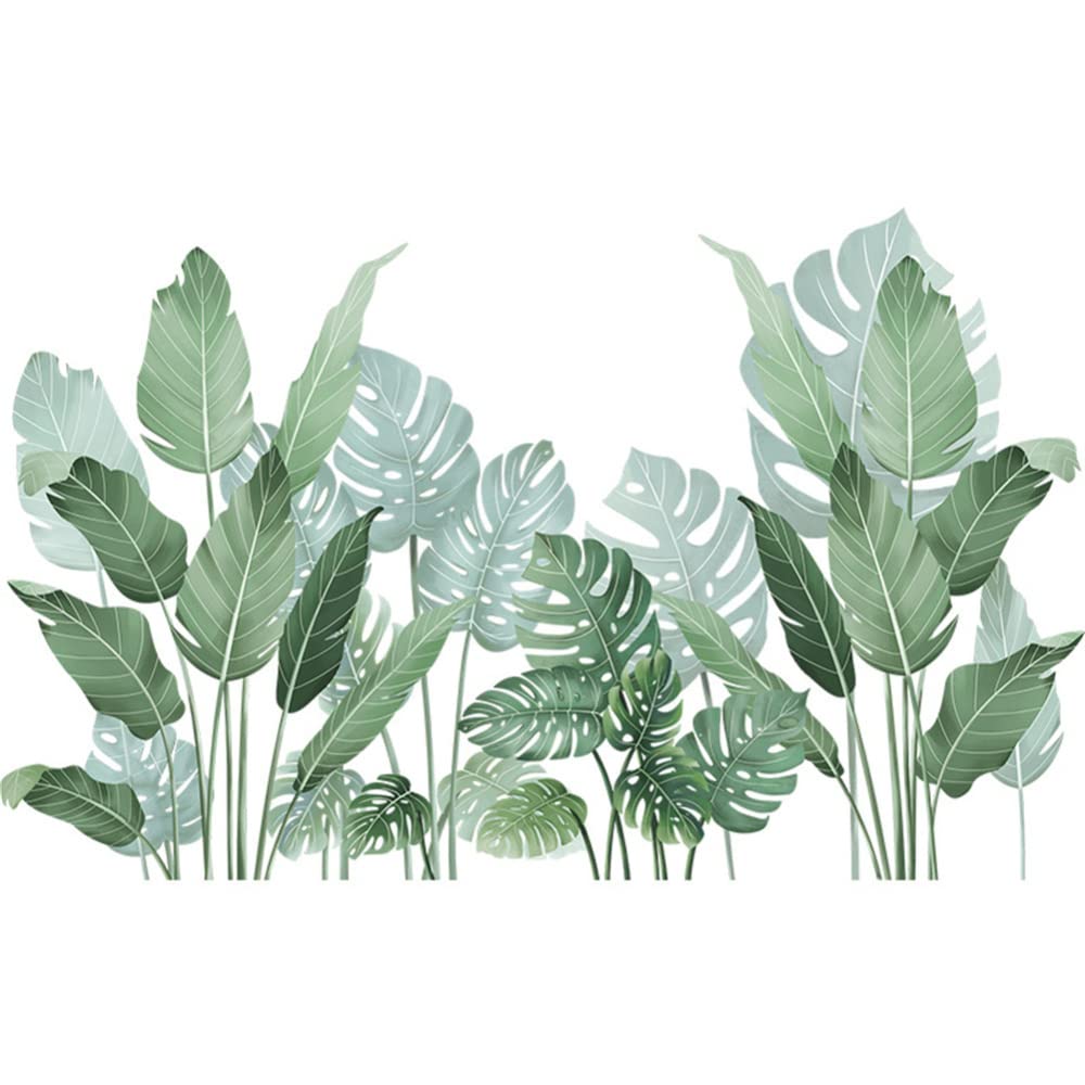 Adesivi murali Garvee 2 pezzi, foglie verdi tropicali, carta da parati autoadesiva, decorazione per la casa, 30 x 90 cm