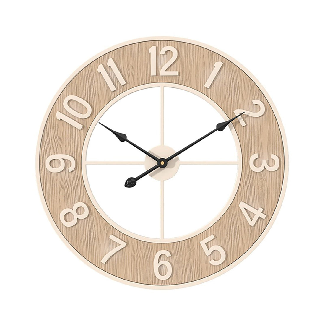 GARVEE Grande orologio da parete silenzioso moderno con venature del legno da 60 cm per cucina, soggiorno, ufficio, bar, resistente alle intemperie