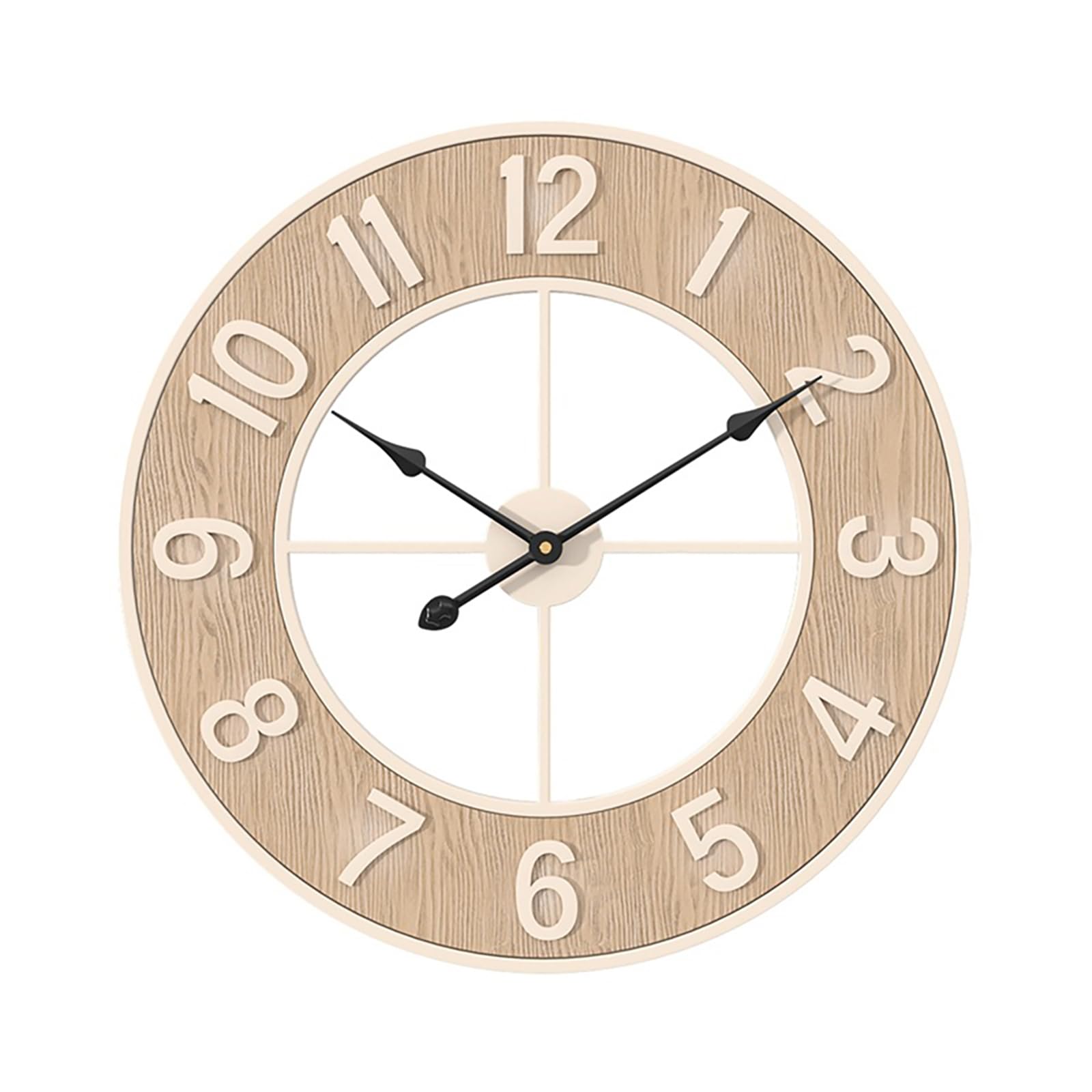 GARVEE Grande orologio da parete silenzioso moderno con venature del legno da 60 cm per cucina, soggiorno, ufficio, bar, resistente alle intemperie