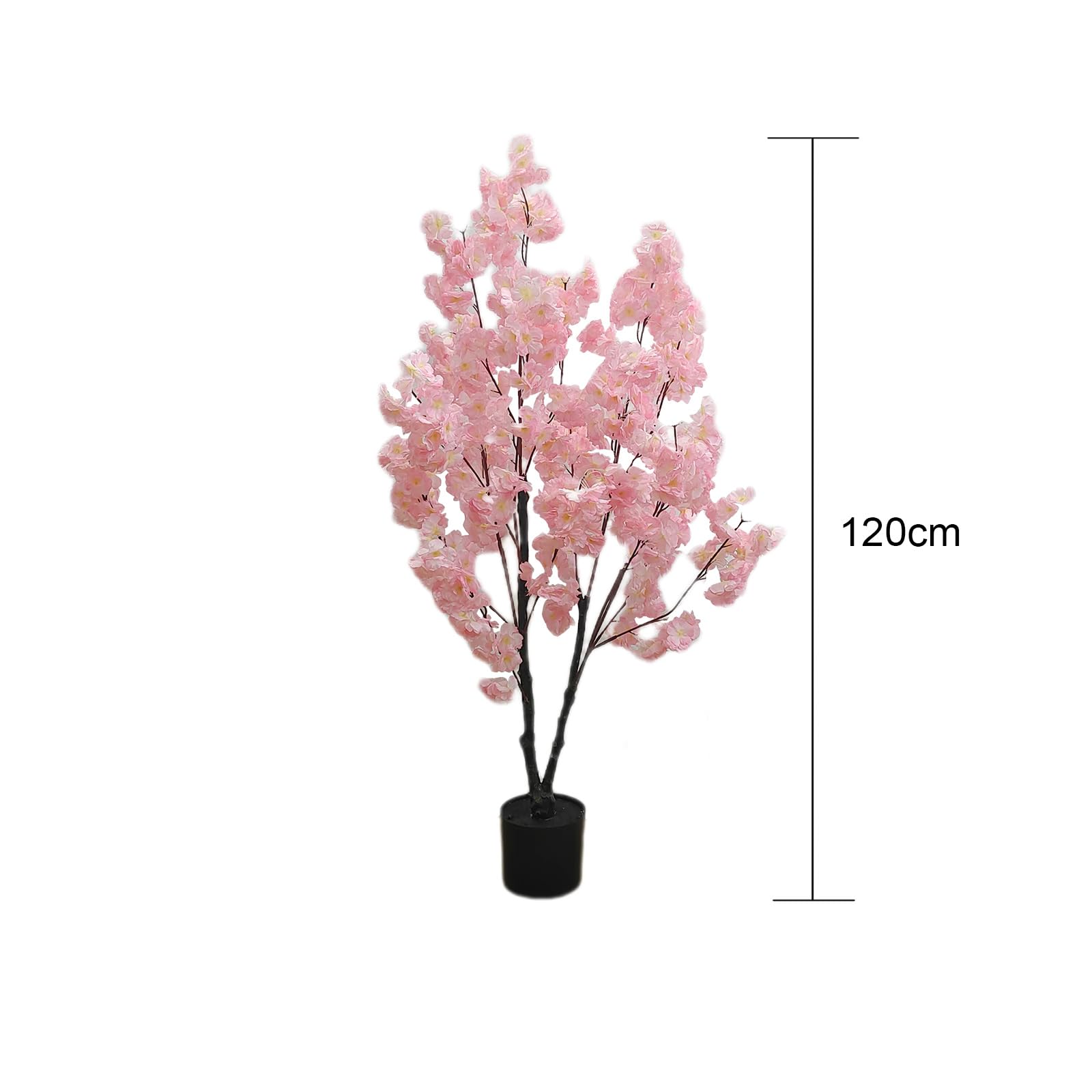 Albero di ciliegio artificiale Garvee da 4 piedi con steli regolabili e vaso di plastica per uso interno e per matrimoni, facile da curare, fiori realistici