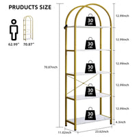 Scaffale curvo Garvee a 5 ripiani con struttura in metallo per soggiorno e ufficio, design moderno, robusto, salvaspazio, truciolato, antigraffio