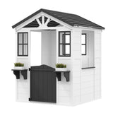 Garvee Casetta in Legno per Bambini con Cucina Gioco, Legno di Abete, Design Country, 112x118x151 cm, Tetto in Vinile, Verde